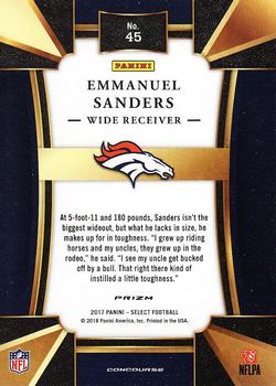 2017 Panini Select #45 Emmanuel Sanders Back