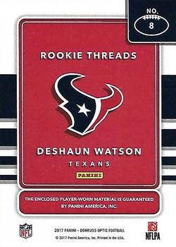 2017 Donruss Optic - Rookie Threads #8 Deshaun Watson Back