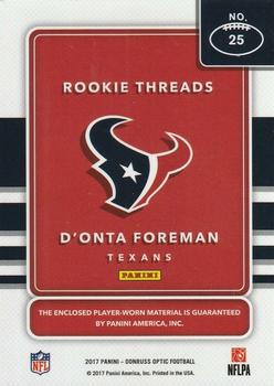 2017 Donruss Optic - Rookie Threads #25 D'Onta Foreman Back