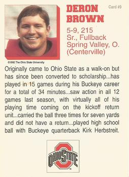 1992 Ohio State Buckeyes #9 Deron Brown Back