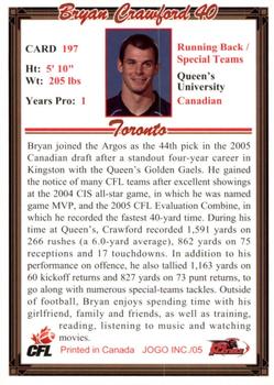 2005 JOGO #197 Bryan Crawford Back