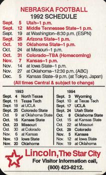 1992 Lincoln Star Nebraska Cornhuskers Schedules #NNO Will Shields Back