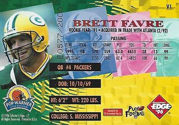 1996 Collector's Edge Advantage - Edge Video Shop at Home #V1 Brett Favre Back