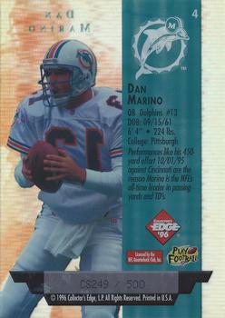 1996 Collector's Edge President's Reserve - Air Force One Jumbos Collector Series (CS) #4 Dan Marino Back