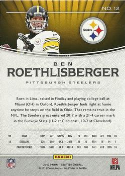 2017 Panini Limited - Emerald Spotlight #12 Ben Roethlisberger Back