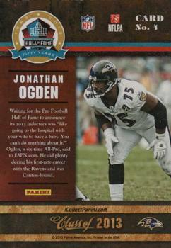 2013 Panini Pro Football Hall of Fame #4 Jonathan Ogden Back