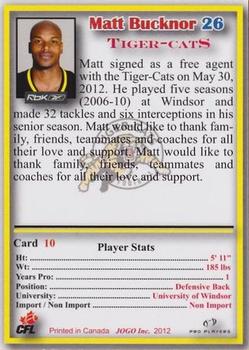 2012 JOGO #10 Matt Bucknor Back