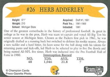 1992 Green Bay Packer Hall of Fame #90 Herb Adderley Back