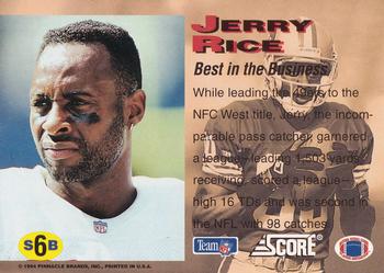 1994 Pinnacle/Score Super Bowl XXVIII Card Show #S6B Jerry Rice Back