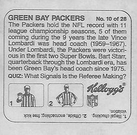 1978 Kellogg's NFL Helmet Stickers #10 Green Bay Packers Back