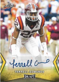 2018 Leaf Draft - Autographs Gold #BA-TE1 Terrell Edmunds Front