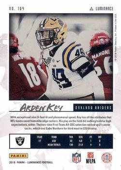 2018 Panini Luminance #104 Arden Key Back