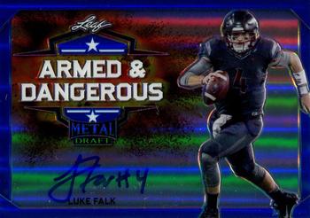 2018 Leaf Metal Draft - Armed and Dangerous Autographs Prismatic Blue #AD-LF1 Luke Falk Front