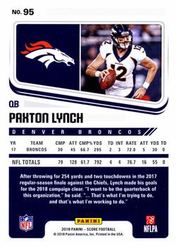 2018 Score - Artist's Proof #95 Paxton Lynch Back