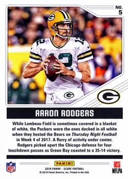 2018 Score - Color Rush Gold #5 Aaron Rodgers Back