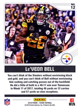 2018 Score - Color Rush Gold #12 Le'Veon Bell Back