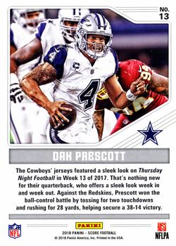 2018 Score - Color Rush Gold #13 Dak Prescott Back