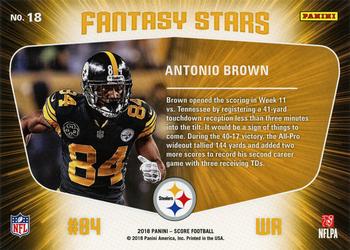 2018 Score - Fantasy Stars Red #18 Antonio Brown Back