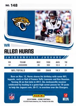 2018 Score - Red #148 Allen Hurns Back