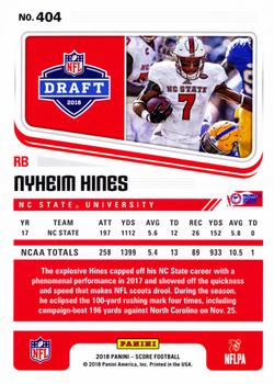 2018 Score - Red #404 Nyheim Hines Back