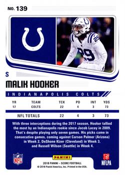 2018 Score - Scorecard #139 Malik Hooker Back