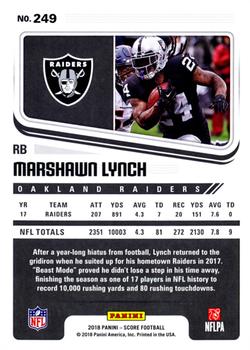 2018 Score - Scorecard #249 Marshawn Lynch Back