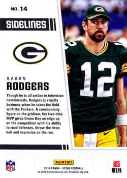 2018 Score - Sidelines #14 Aaron Rodgers Back