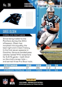 2018 Panini Unparalleled #28 Greg Olsen Back