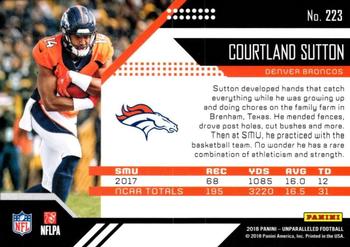 2018 Panini Unparalleled #223 Courtland Sutton Back