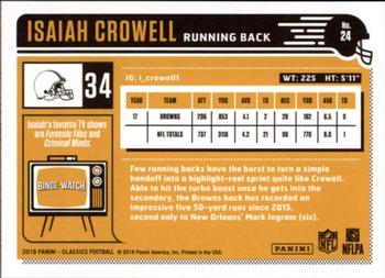 2018 Panini Classics - No Name #24 Isaiah Crowell Back