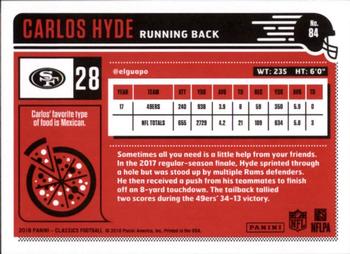 2018 Panini Classics - Red Back #84 Carlos Hyde Back