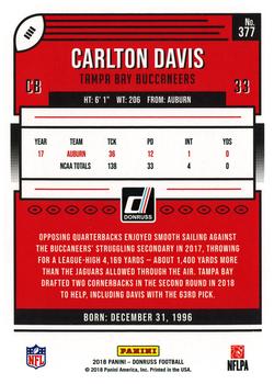 2018 Donruss #377 Carlton Davis Back