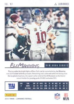 2018 Panini Luminance - Red #47 Eli Manning Back