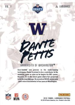 2018 Panini Luminance - Luminary #7 Dante Pettis Back