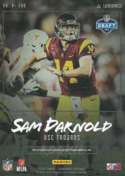 2018 Panini Luminance - Rookie Ink #RI-SAD Sam Darnold Back