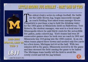 2002 TK Legacy Michigan Wolverines - Legend of the Battle for the Little Brown Jug #LBJ1 The Legend of the Battle for the Little Brown Jug Back