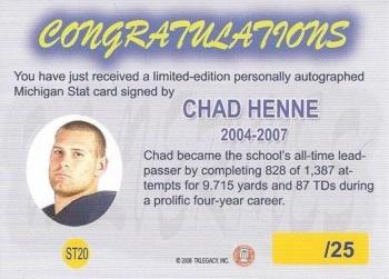 2002 TK Legacy Michigan Wolverines - M-Stat Autographs #ST20 Chad Henne Back