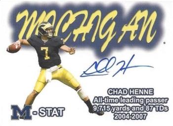 2002 TK Legacy Michigan Wolverines - M-Stat Autographs #ST20 Chad Henne Front