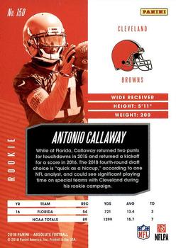 2018 Panini Absolute #150 Antonio Callaway Back