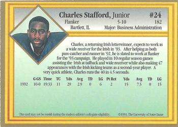 1993 Notre Dame Fighting Irish #NNO Charles Stafford Back