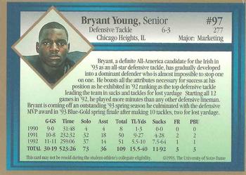 1993 Notre Dame Fighting Irish #NNO Bryant Young Back