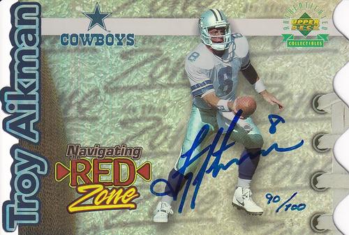 1997 Upper Deck Authenticated Navigating the Red Zone #1 Troy Aikman Front