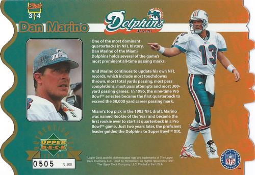 1997 Upper Deck Authenticated Navigating the Red Zone #3 Dan Marino Back