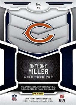 2018 Panini Certified - New Generation Jerseys Mirror Purple #11 Anthony Miller Back