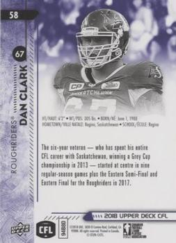 2018 Upper Deck CFL - Purple #58 Dan Clark Back