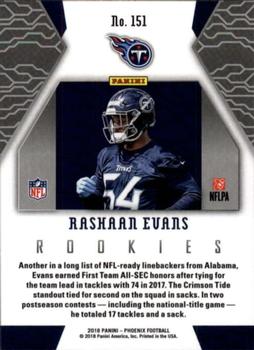 2018 Panini Phoenix #151 Rashaan Evans Back