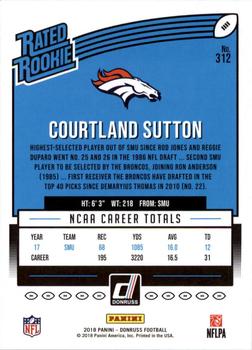 2018 Donruss - Jersey Number #312 Courtland Sutton Back