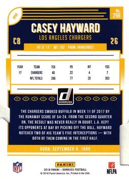 2018 Donruss - Press Proof Gold Die Cut #296 Casey Hayward Back