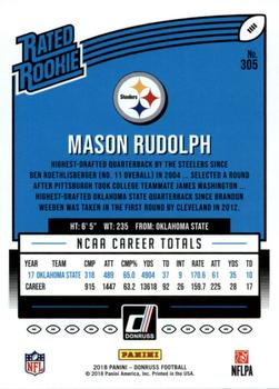 2018 Donruss - Press Proof Green #305 Mason Rudolph Back