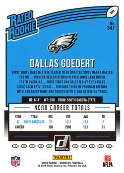 2018 Donruss - Press Proof Silver #347 Dallas Goedert Back